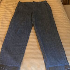 J. Crew NWOT Zip Up Indigo Seaside Cropped High Rise Pants. Size 4.